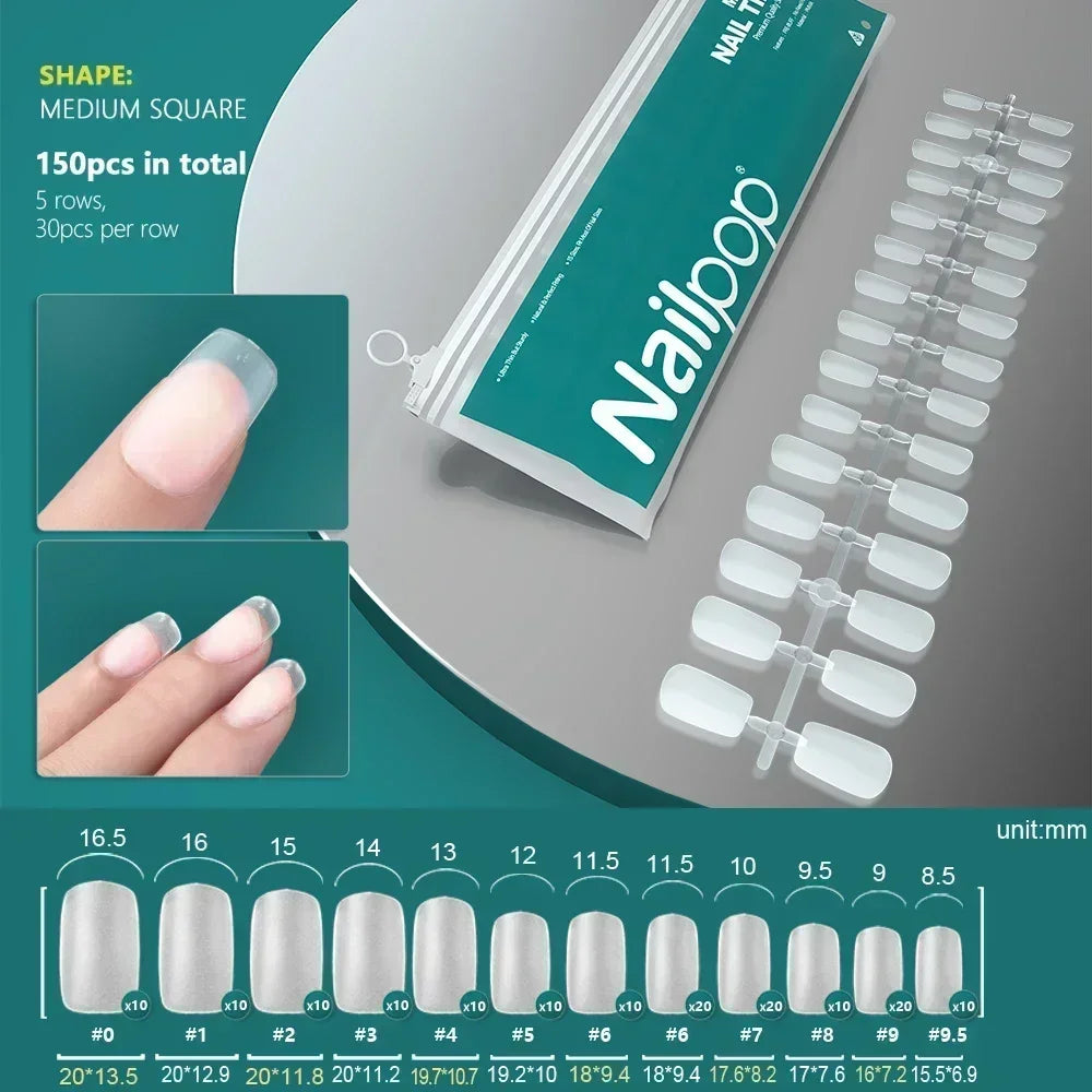 NAILPOP 120pcs Fake Nails Full Cover Press on Nails Coffin Soft Gel American Pose Capsule False Nail Tips for Extension System 51