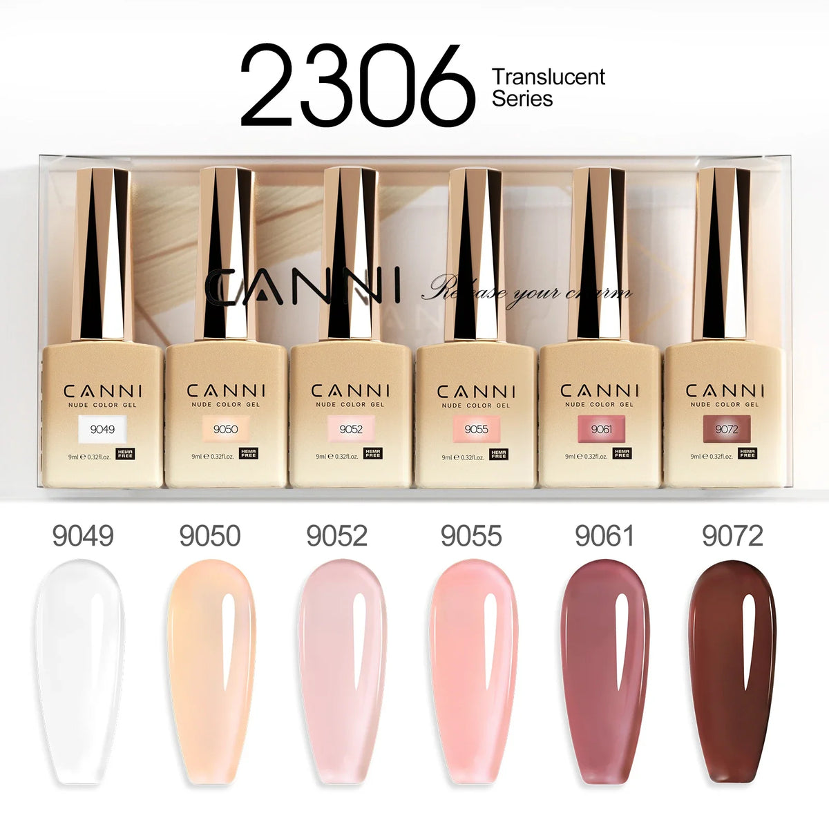 6pcs*9ml CANNI HEMA FREE Nail Gel Polish Set Gorgeous Color Semi Permanent Pigmented Painting Gel Soak off UV LED Gel Nails Kit 7