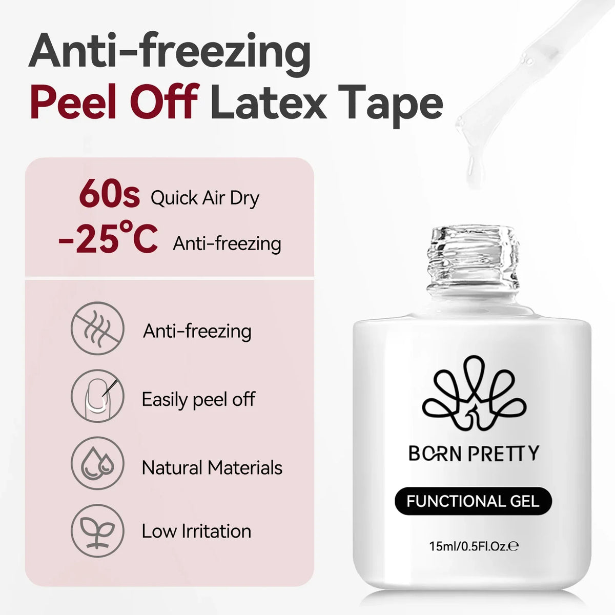BORN PRETTY 15ml Peel Off Nail Latex Tape Gel Nail Polish Anti-freezing Quick Dry No Need for Curing Nails Finger Protector Tool 3