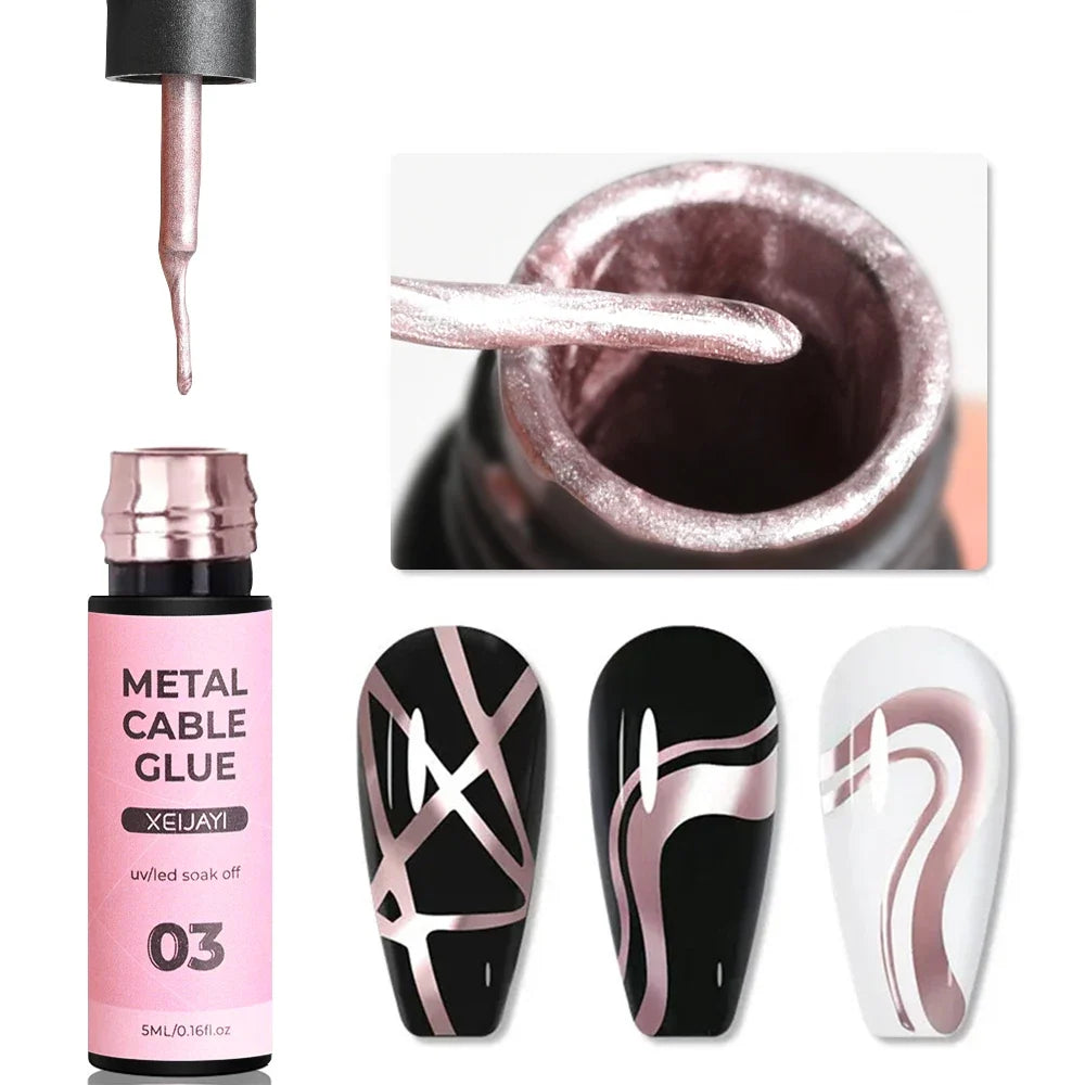 5/7/8ml Super-Bright Metallic Painting Liner Gel Polish Silver/Gold/Rose Mirror Gel Nail Polish Semi Permanent UV Nail Art Verni 8