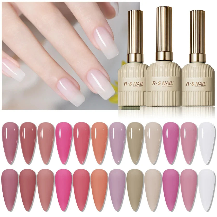 RS NAIL Jelly Transparent Gel Nail Polish 10g Summer Nude Pink Gel Polish Semi Permanent Soak Off UV LED Varnish Jade Nail Gel 3