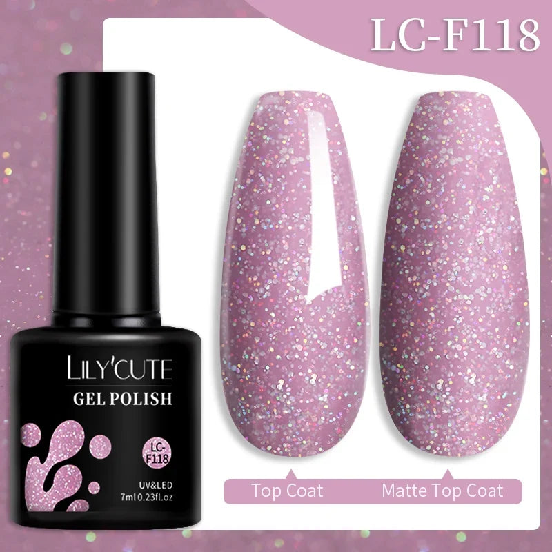 LILYCUTE 7ML Colorful Gel Nail Polish 129 Colors Long Lasting For Manicure Semi Permanent Base Top Coat Nail Art UV Gel Varnish 105