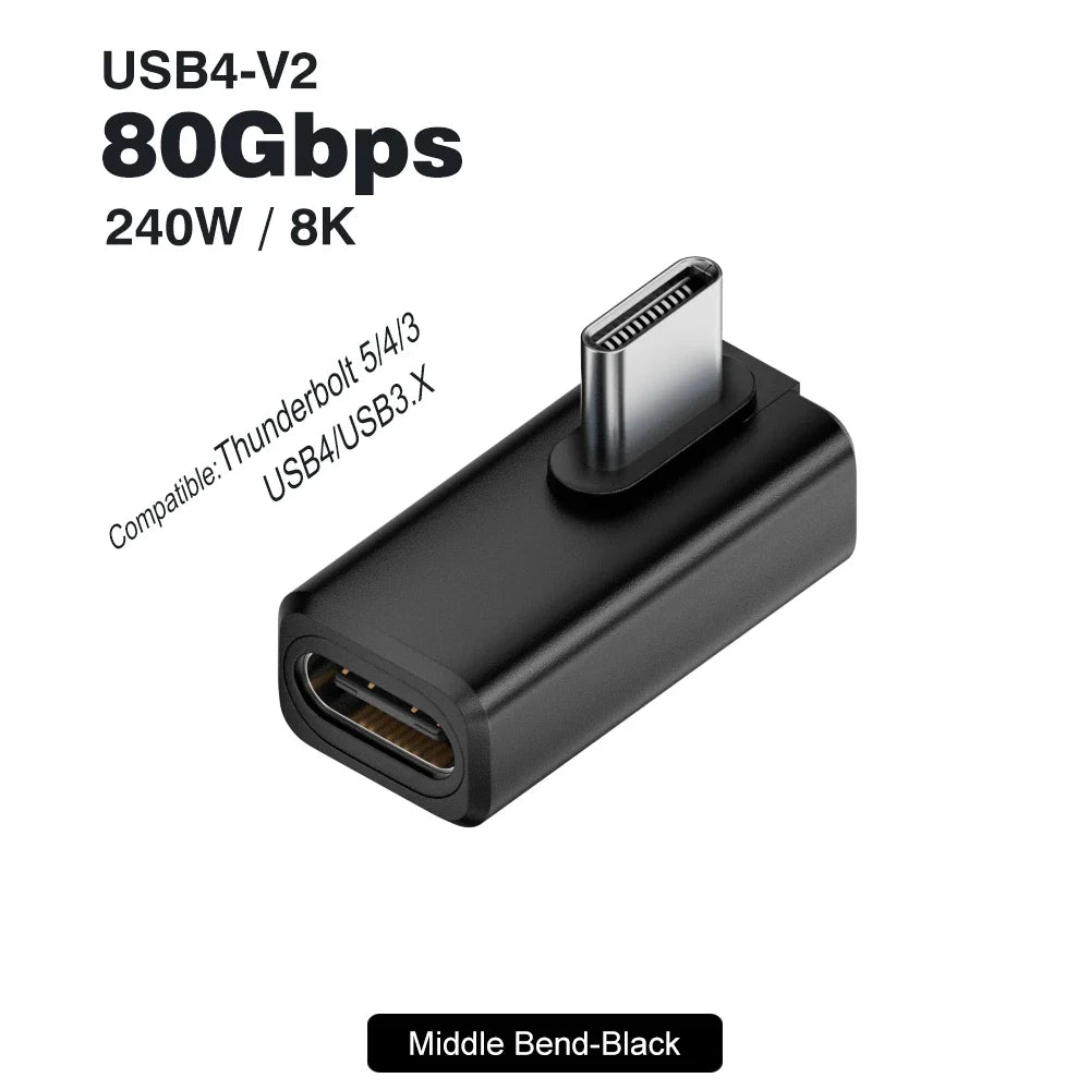 USB4 V2 90 Degree USB-C Angle Adapter | 80Gbps Thunderbolt 5/4/3 Elbow Connector 9