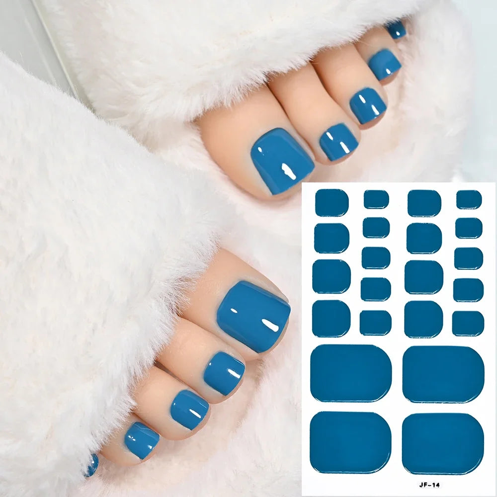 1pcs 22tips Gradient Glitter Full Toe Nail Wraps 3D Shiny Omber Pink/Purple/blue Toe Nail Polish Stickers Baking Free Toe Strips 33