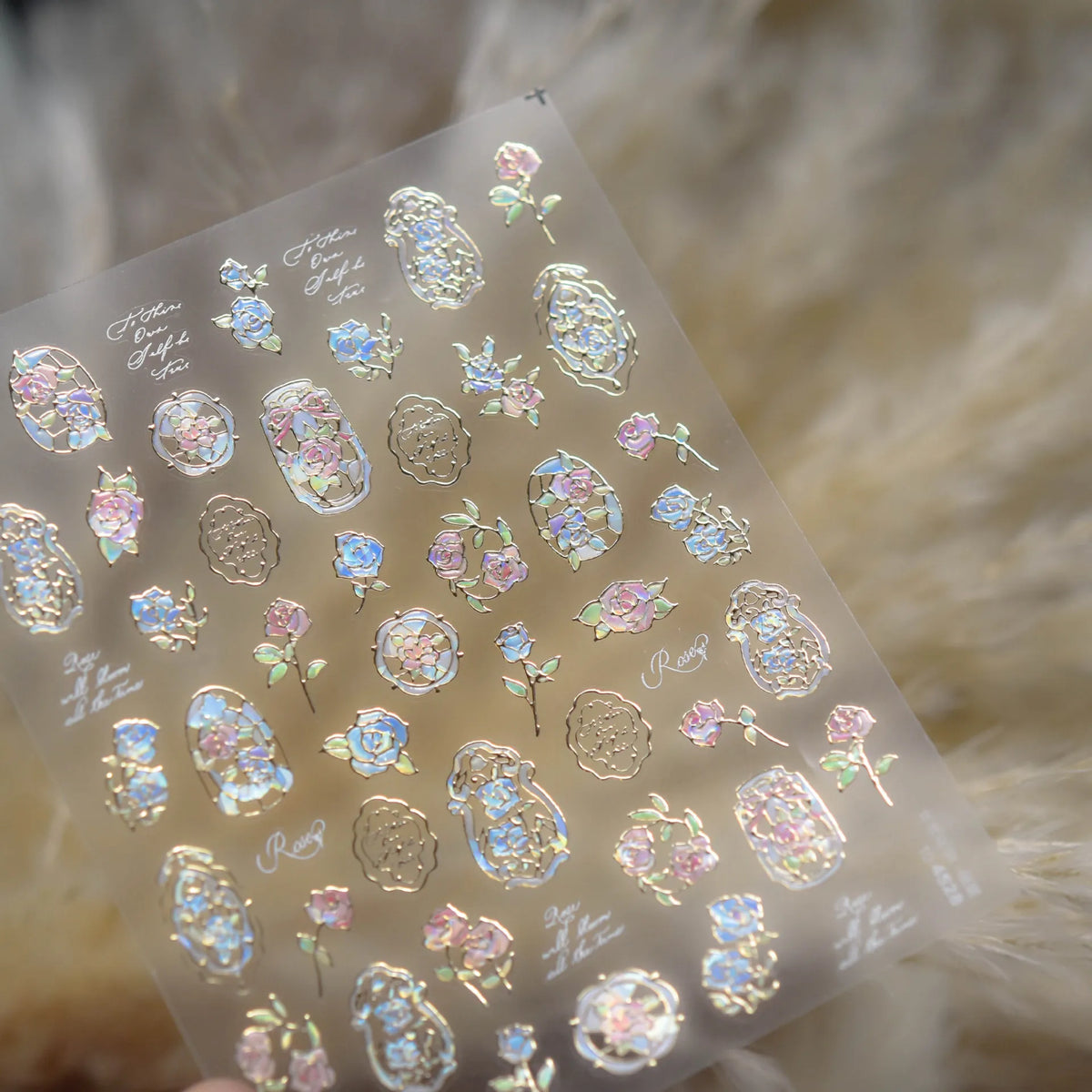 1pcs Dream Flower Window Shell Light Nail Art Stickers Japanese Flower Self Adhesive Stickers Press On Nails Decoration Decals 40