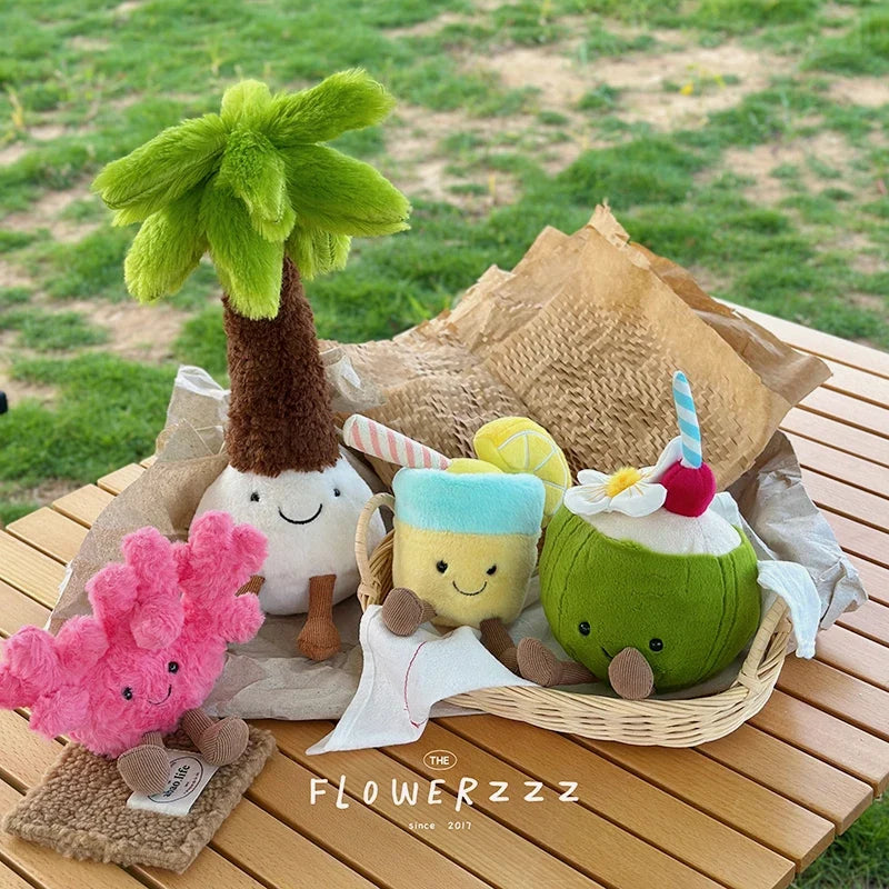 Lemonade Coconut Plush Toy – Very Soft Palm Tree & Red Coral Cartoon Doll, Cute Home Décor & Christmas Gift 5