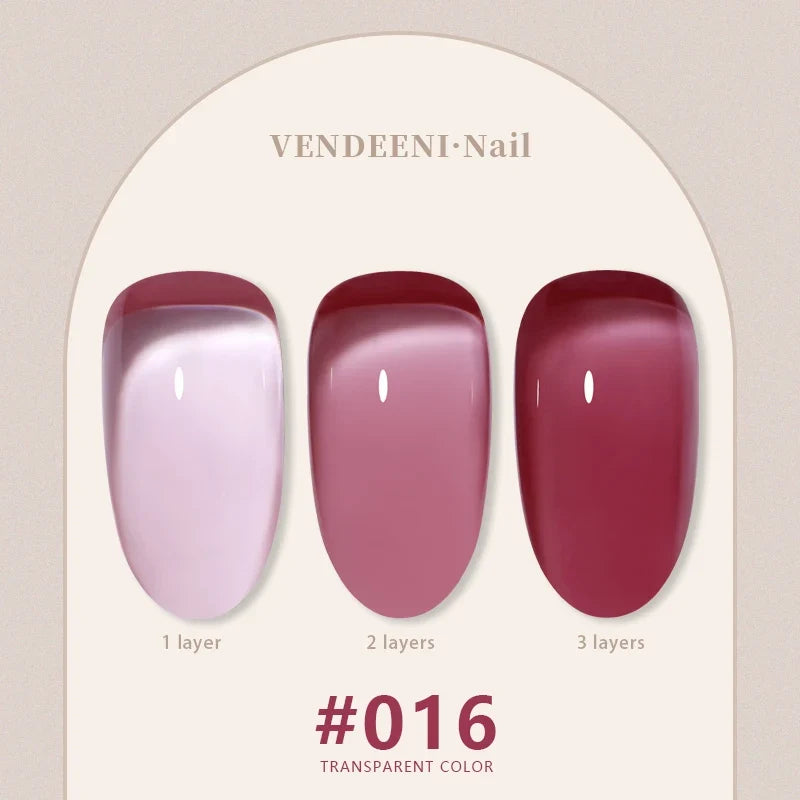 Vendeeni 24 Colors Jelly Transparent Gel Nail Polish Nude Pink Skin Color UV Soak Off Gel Varnish Jade Nail Art Gel Lacquer 15ml 11