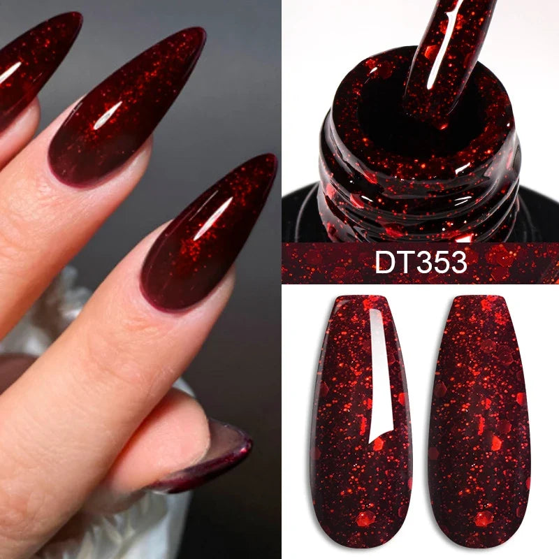 MEET ACROSS 7ml Wine Red Gel Nail Polish Long-Lasting French Style Gel Nail Supplies For Manicure DIY Design Nail Art Varnish 6