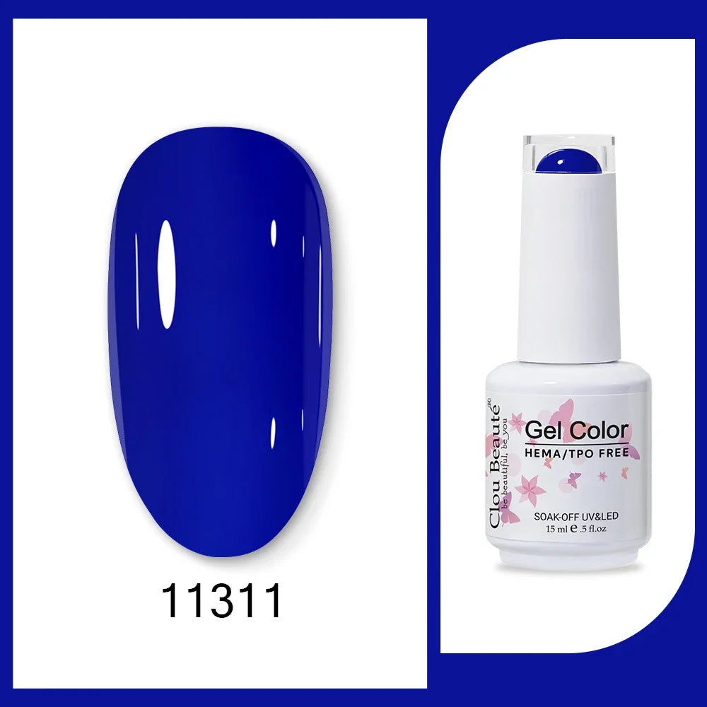Clou Beaute 15ml Red Black White Green Neon Gel Nail Polish Base Top Coat Velvet Top 400 Colors Semi Permanent Gel Nail Varnish 36