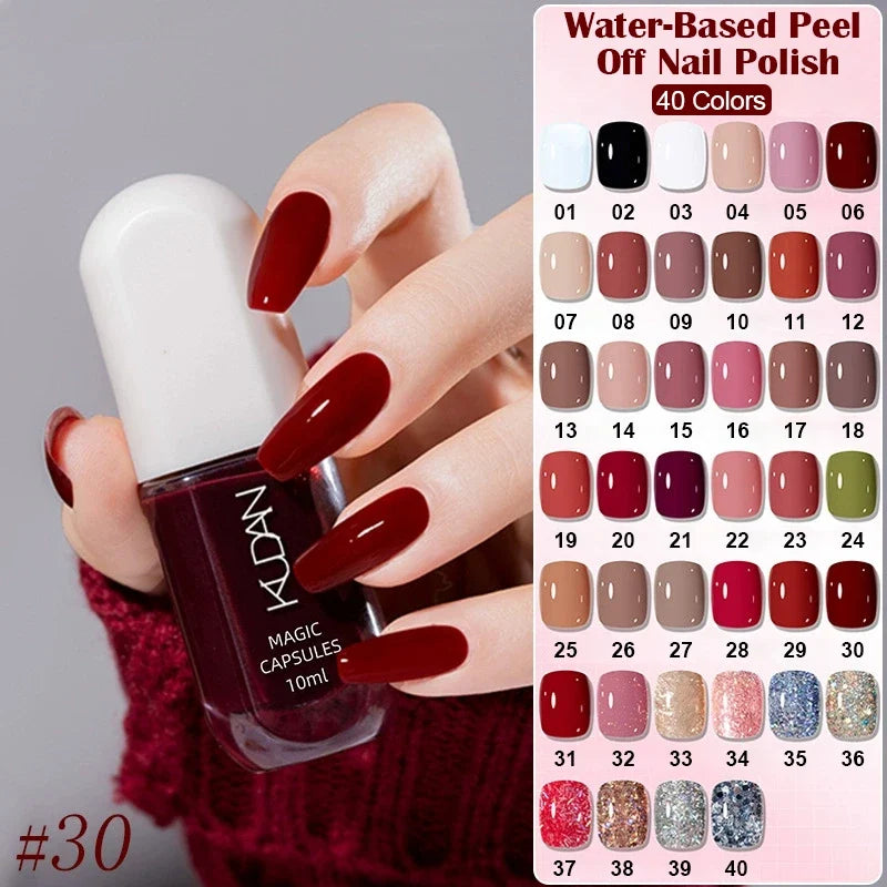 10ml Water-Based Peel Off Nail Polish 40 Colors Long Lasting Quick Drying No Need of Lamp to Cure Nail Supplies Manicure Nails 1