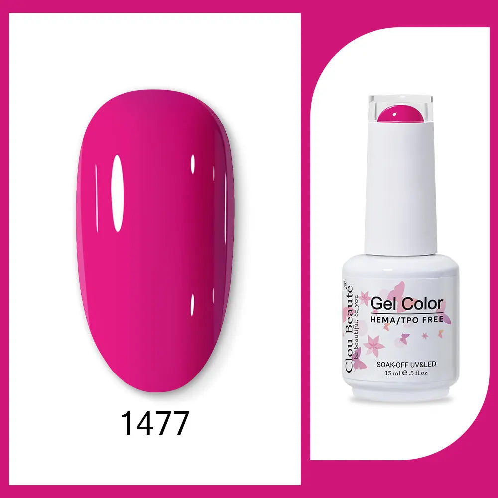 Clou Beaute 15ml Red Black White Green Neon Gel Nail Polish Base Top Coat Velvet Top 400 Colors Semi Permanent Gel Nail Varnish 117