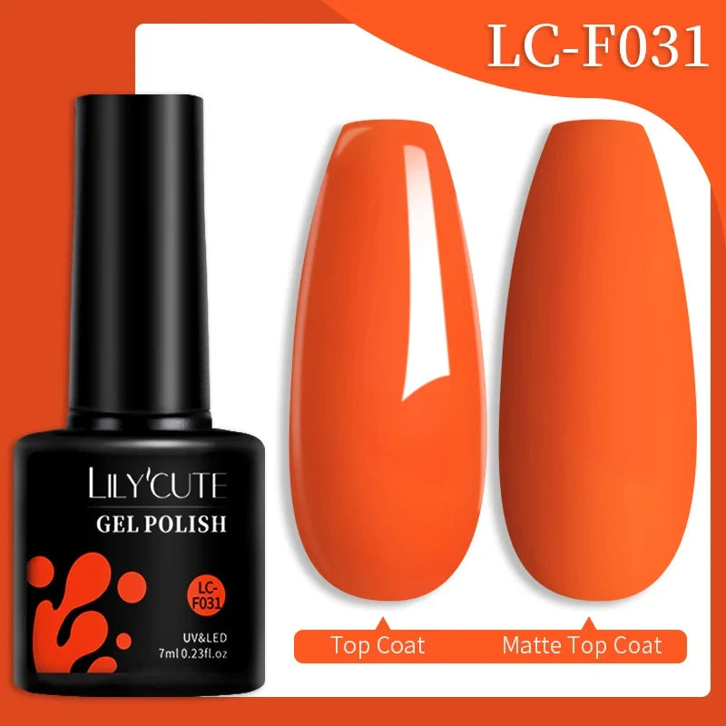 LILYCUTE 7ML Colorful Gel Nail Polish 129 Colors Long Lasting For Manicure Semi Permanent Base Top Coat Nail Art UV Gel Varnish 132