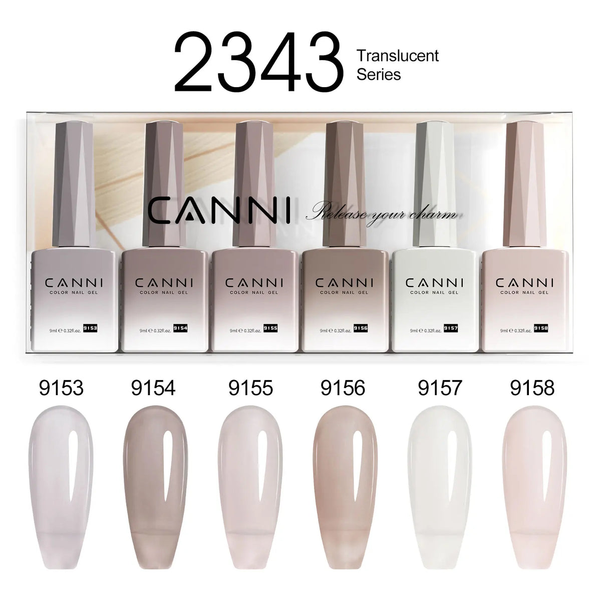 6pcs*9ml CANNI HEMA FREE Nail Gel Polish Set Gorgeous Color Semi Permanent Pigmented Painting Gel Soak off UV LED Gel Nails Kit 15