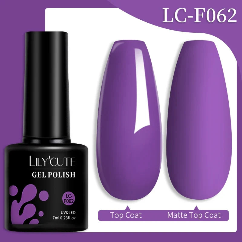 LILYCUTE 7ML Colorful Gel Nail Polish 129 Colors Long Lasting For Manicure Semi Permanent Base Top Coat Nail Art UV Gel Varnish 92