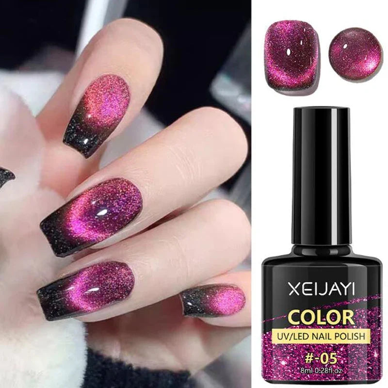 XEIJAYI Pink Cat Eye Gel Nail Polish Ceramic Magnetic Gel UV Semi-permanent Enamels Varnish Nail Supplies For Professionals Gel 48