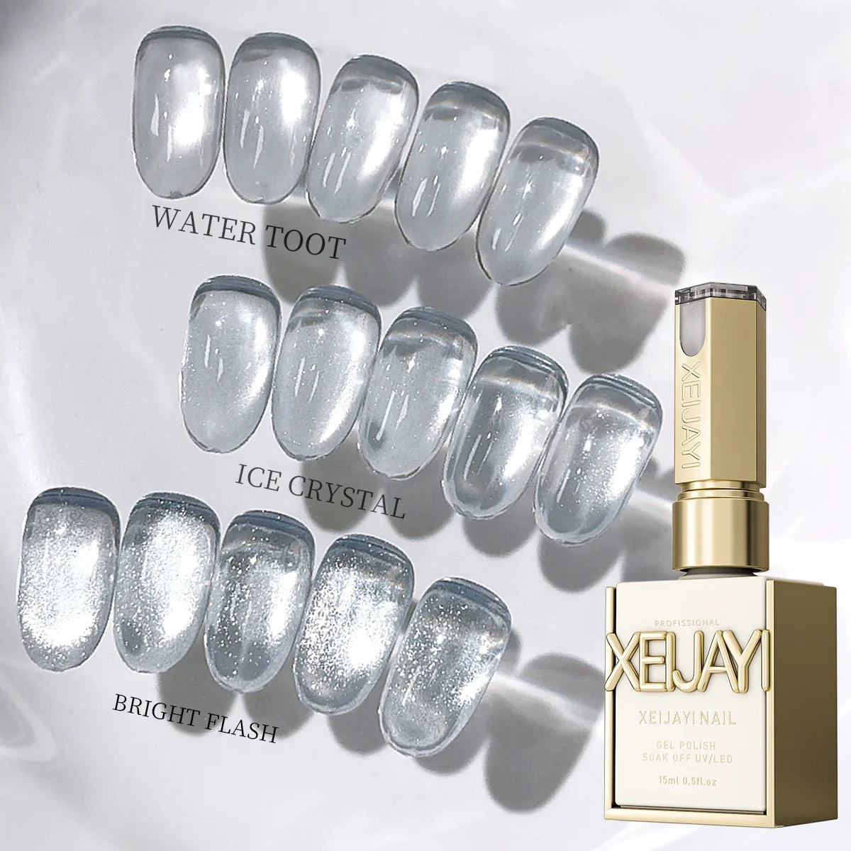 XEIJAYI 3pcs 15ml White Plain water cat's eye Magnetic Gel Nail Polish - Ultra Shine, Quick-Dry, Soak-Off UV/LED Varnish for Stu 1