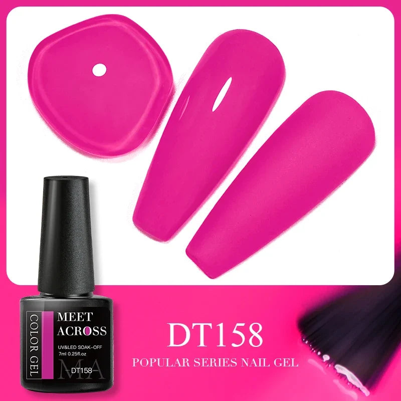 MEET ACROSS 5ml Pink Dried Flower Gel Nail Polish Natural Flower Fairy Nail Art Gel Soak Off UV LED Painting Varnishes For Nails 67