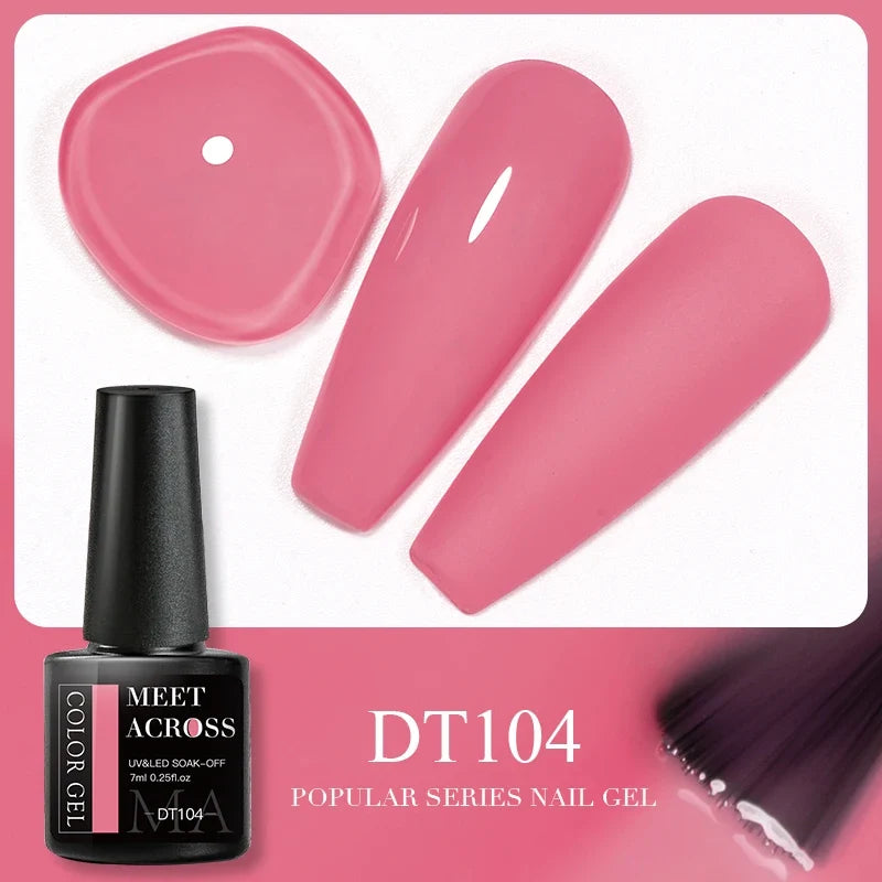 MEET ACROSS 5ml Pink Dried Flower Gel Nail Polish Natural Flower Fairy Nail Art Gel Soak Off UV LED Painting Varnishes For Nails 70