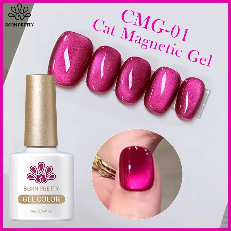 BORN PRETTY 10ml Fruit Purple Grape Cat Magnetic Gel Nail Polish 2025 New Whitening Guava Glass Beads Varnish Nail Supplies 55