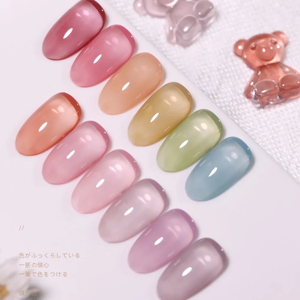 Vendeeni 24 Colors Jelly Transparent Gel Nail Polish Nude Pink Skin Color UV Soak Off Gel Varnish Jade Nail Art Gel Lacquer 15ml 3