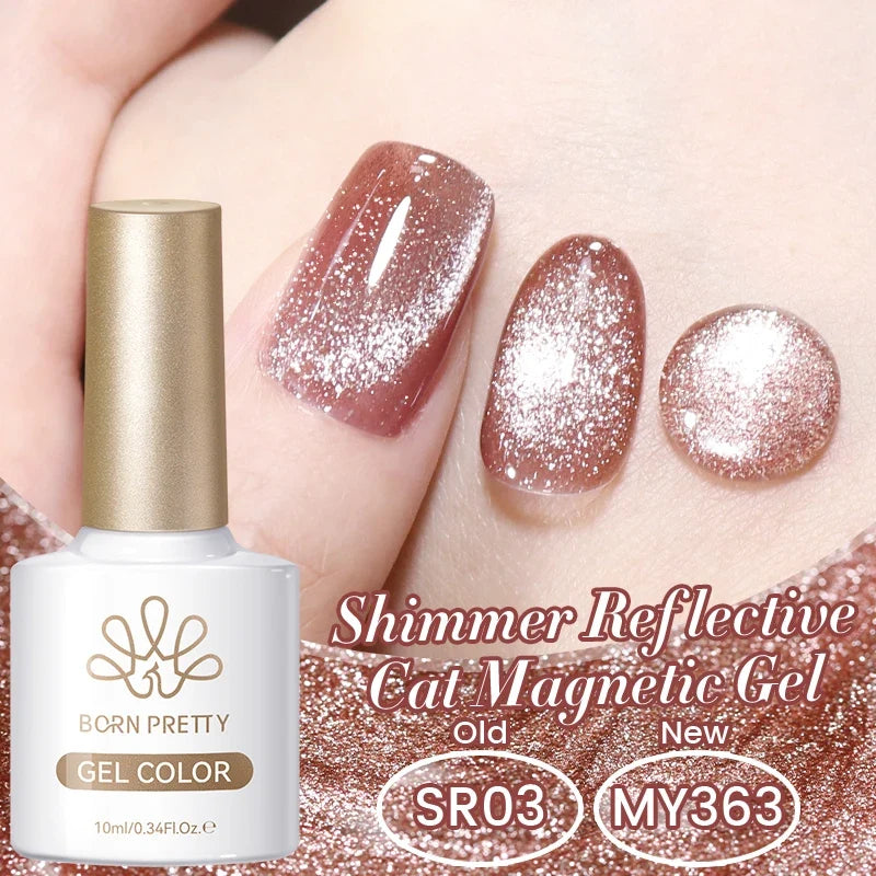 BORN PRETTY 10ml Silver Water Light Cat Magnetic Gel Nail Polish Nail Supplies Vernis Semi Permanent Gel for Fall Winter Nails 79