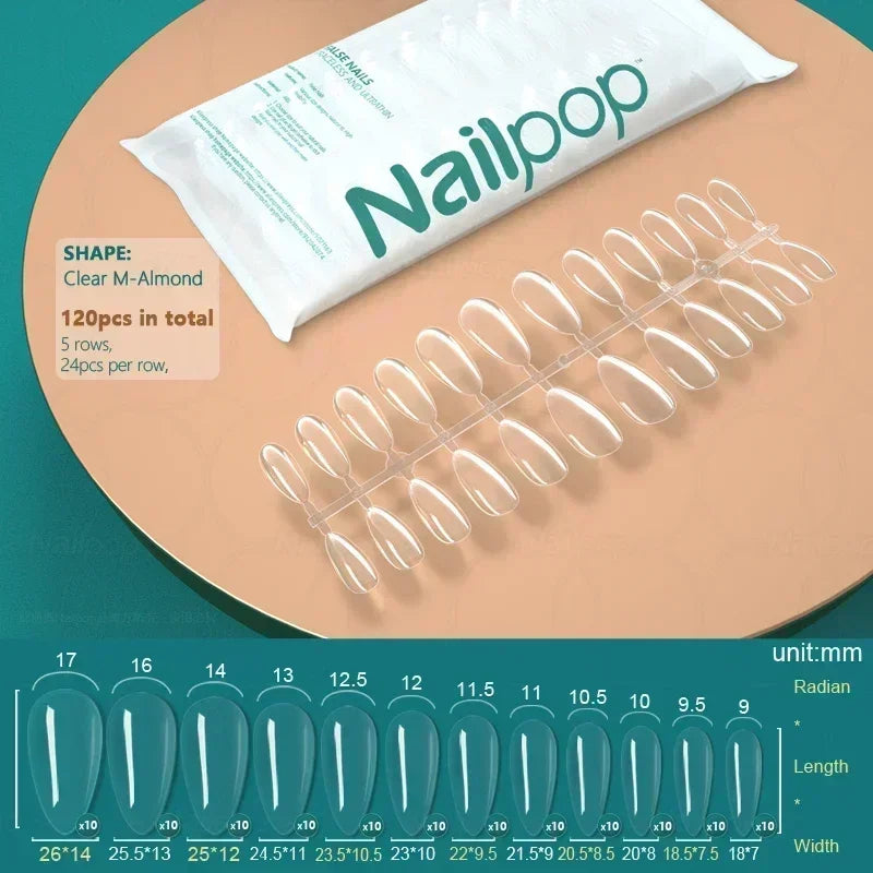 NAILPOP 120pcs Fake Nails Full Cover Press on Nails Coffin Soft Gel American Pose Capsule False Nail Tips for Extension System 34