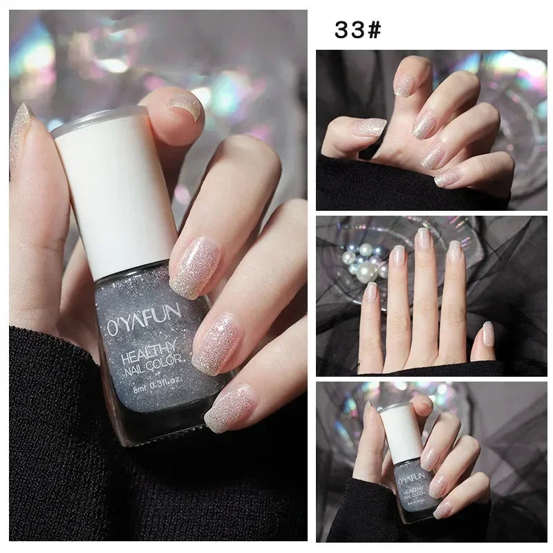 8ml Matte Waterproof No-bake Nail Polish Nail Art Tearable Quick Dry Normal Without Lamp Nail Polish Glitter Sequins UV Varnish 35