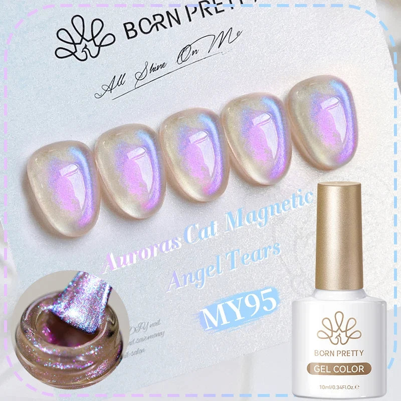 BORN PRETTY 10ml Silver Water Light Cat Magnetic Gel Nail Polish Nail Supplies Vernis Semi Permanent Gel for Fall Winter Nails 69