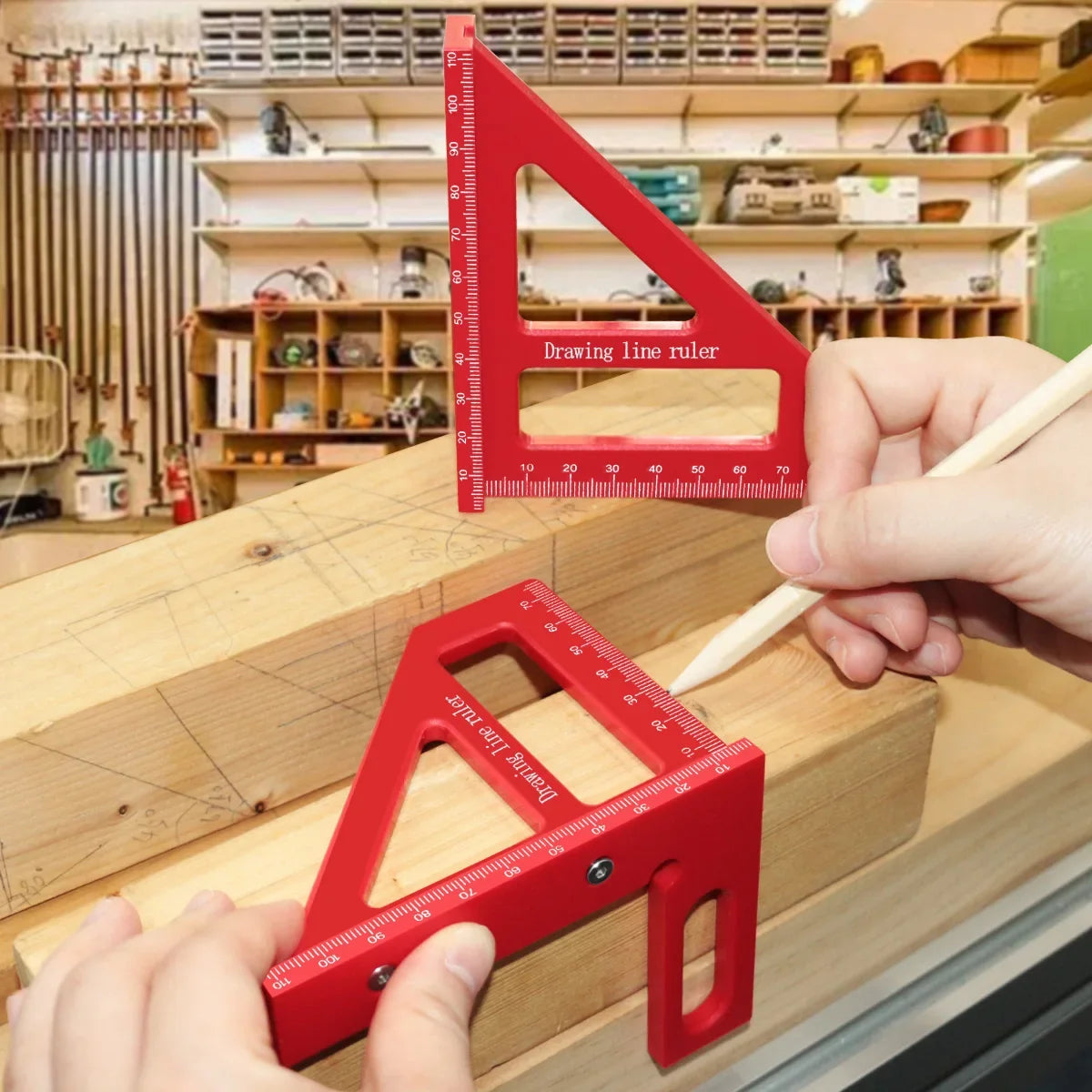 Multi-Angle Measuring Ruler | 45/90 Degree Plastic Carpenter Square Tool for Woodworking 2