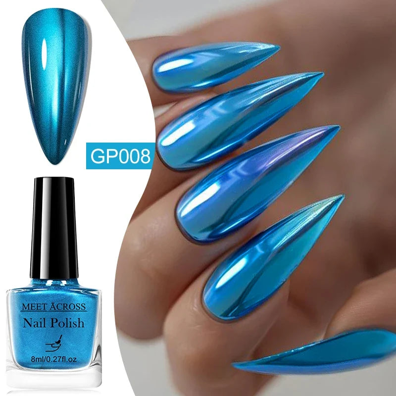 8ml Metallic Nail Polish Mirror Effect Fast Drying Long-Lasting Nails Art Polish DIY No Need Lamp Cure Manicure Nail Supplies 18