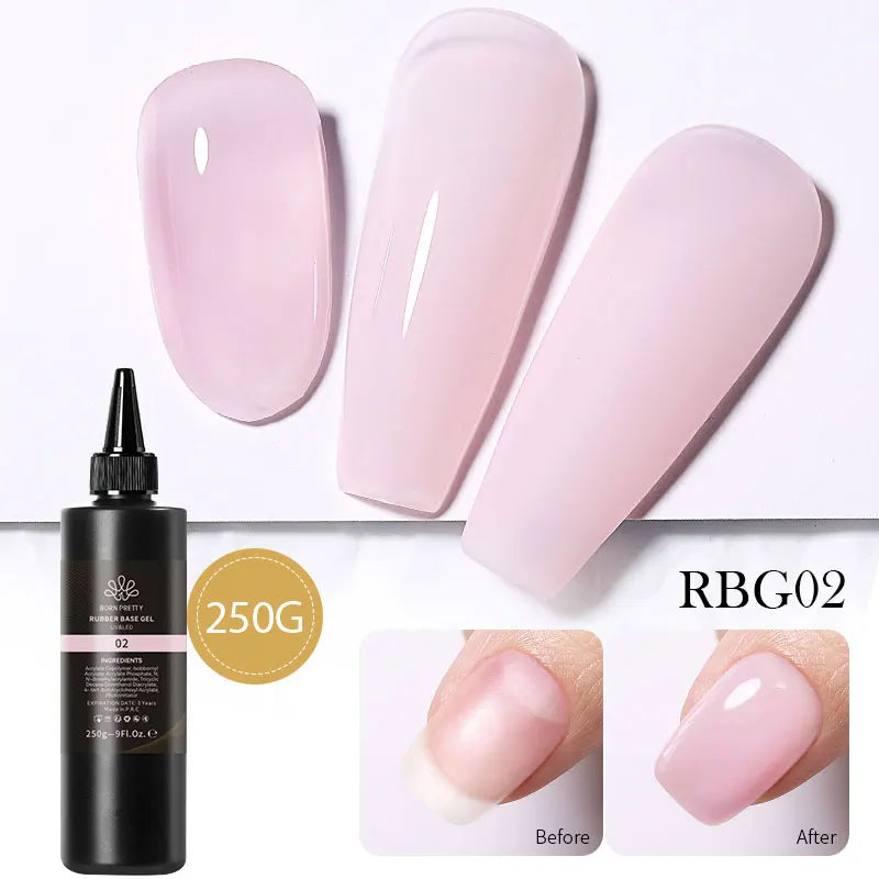 BORN PRETTY 250g Milky White Jelly Nude Gel Nail Polish Refilled Package Translucent Clear Semi Permanent Soak Off UV Gel 8