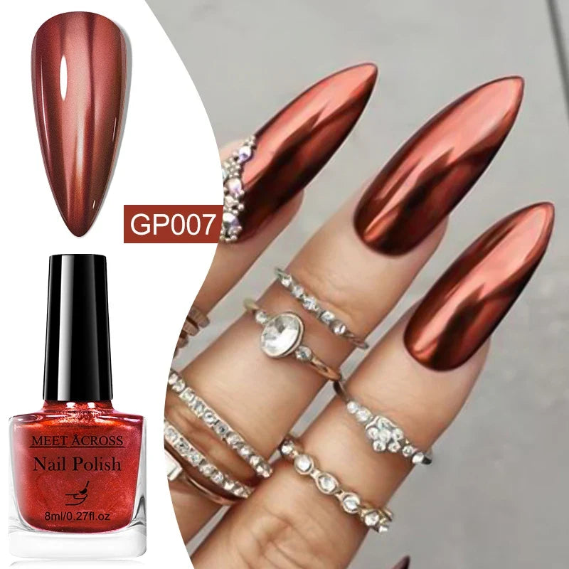8ml Metallic Nail Polish Mirror Effect Fast Drying Long-Lasting Nails Art Polish DIY No Need Lamp Cure Manicure Nail Supplies 7