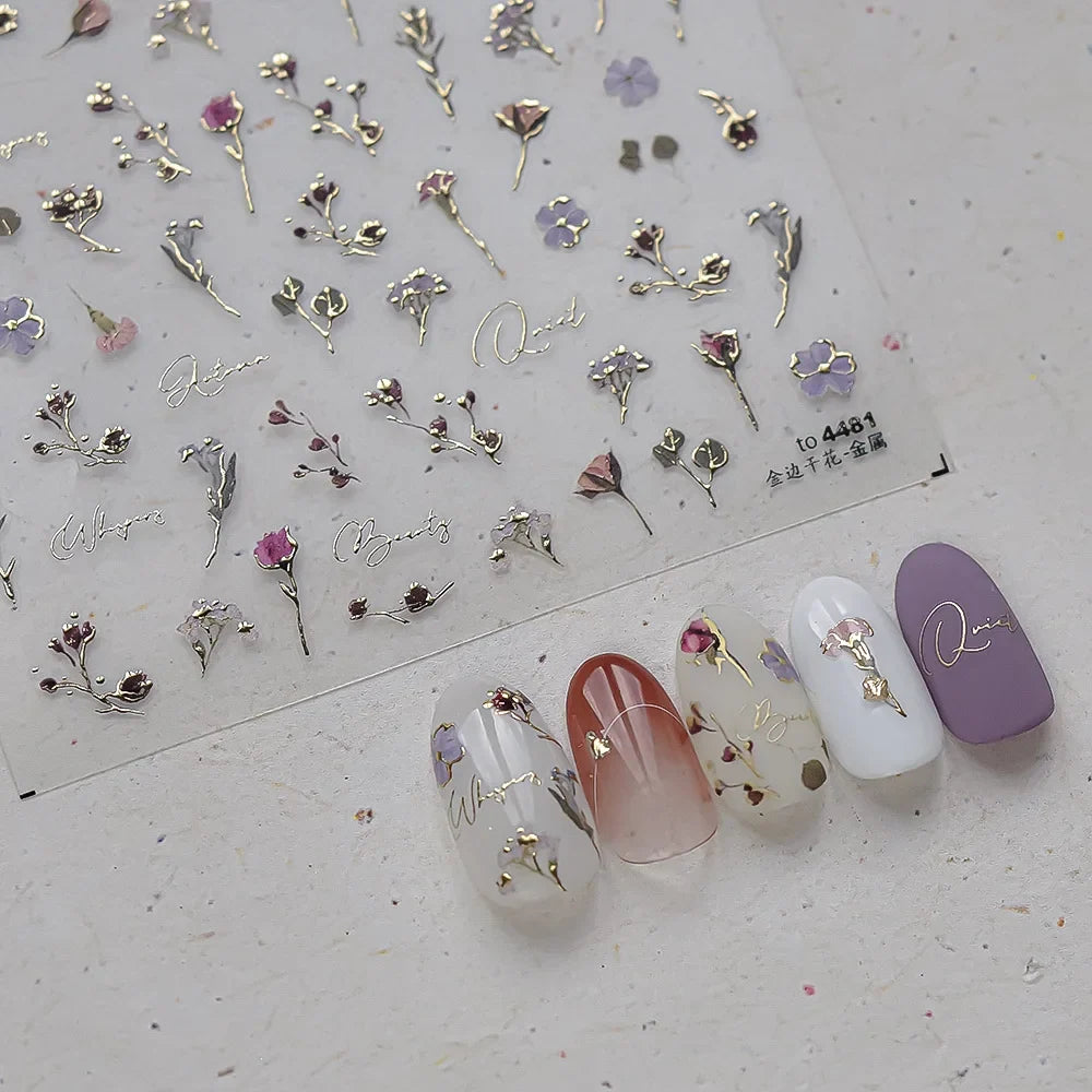 1pcs Dream Flower Window Shell Light Nail Art Stickers Japanese Flower Self Adhesive Stickers Press On Nails Decoration Decals 41