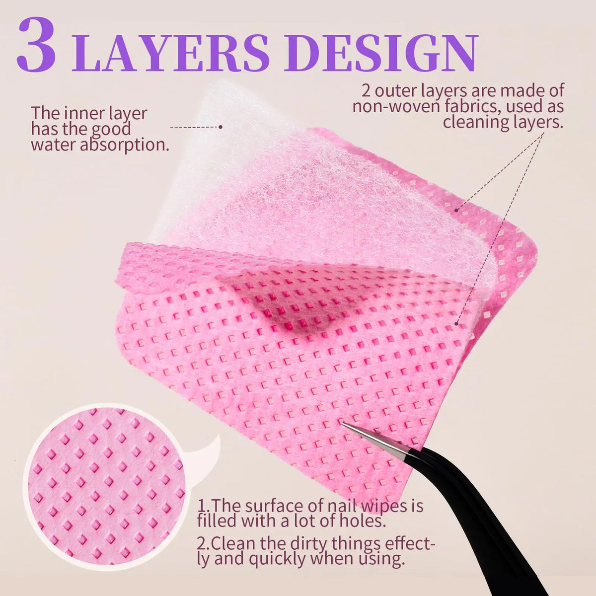 LULAA Glue Wipes Lint Free Nail Wipes Non-Woven Fabric Lash Glue Wipes Nail Polish Remover Wipes Use for Nail Polish Remover 2