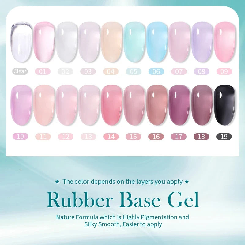 BORN PRETTY Milky Jelly Rubber Base Gel for Gel Nail Polish 15ml Russian Self-leveling Nude Color Soak Off Semi Permanent UV Gel 2