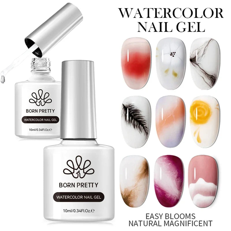 BORN PRETTY 10ml Clear Blooms Gel Polish UV LED Soak Off Nail Art Polish for Spreading Effect Marble Nail Polish Gel Painting 1