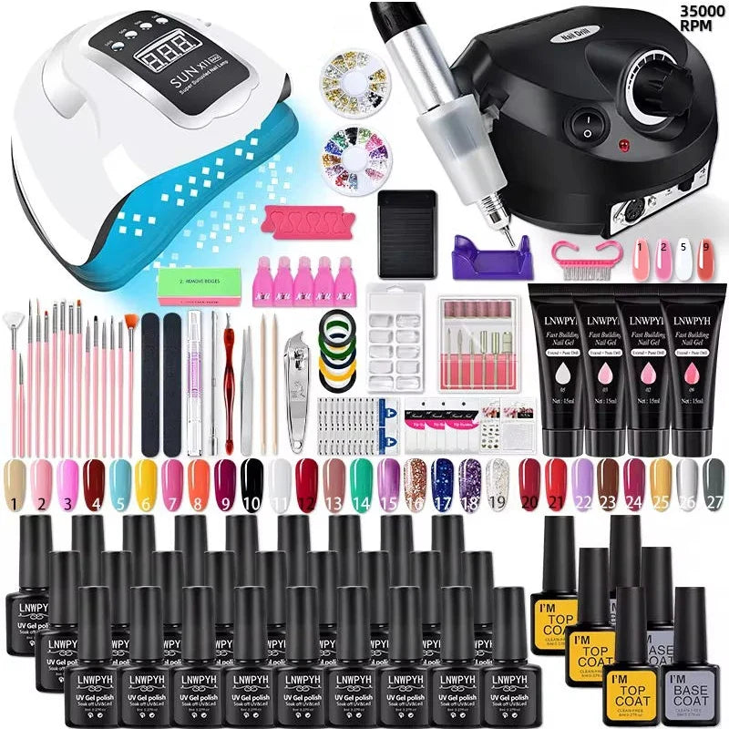 Nail Polish Kit Acrylic Nail Kit Poly Nail Gel Set With Nail Lamp Nails Extension Glitter Gel UV Building Gel Manicure Tools Set 1