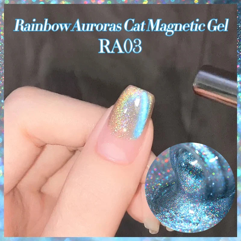 BORN PRETTY 10ml Silver Water Light Cat Magnetic Gel Nail Polish Nail Supplies Vernis Semi Permanent Gel for Fall Winter Nails 14