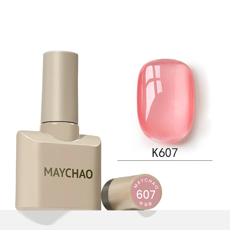 MAYCHAO 12ml Jelly Gel Nail Polish Semi Permanent Top Coat Soak Off UV LED Gel Art Nail Varnish Manicure Long Lasting Nail Gel 34