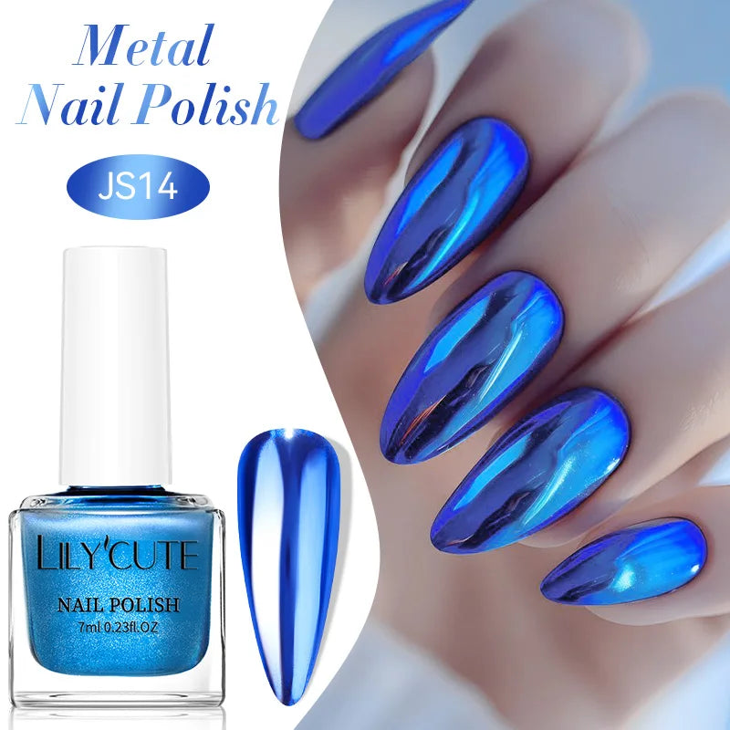 LILYCUTE 7ml  Mirror Metallic Nail Polish No Need of UV LED Lamp Nail Supplies Vernis Red Purple Mirror Effect for Nails 11