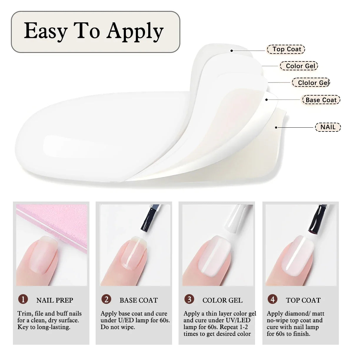Hassleless Pudding Milky White Gel Nail Polish, Pure Color UV Gel Polish, For Professionals Starter Nail Art DIY 15ml 6
