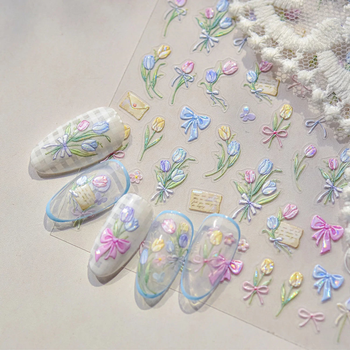 1pcs Dream Flower Window Shell Light Nail Art Stickers Japanese Flower Self Adhesive Stickers Press On Nails Decoration Decals 7