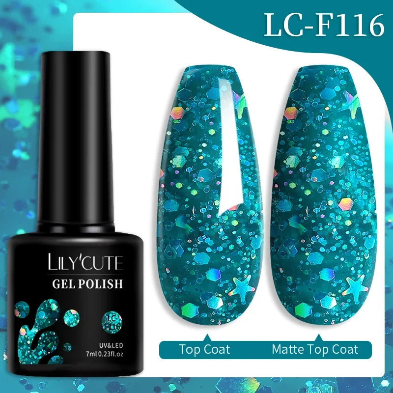 LILYCUTE 7ML Colorful Gel Nail Polish 129 Colors Long Lasting For Manicure Semi Permanent Base Top Coat Nail Art UV Gel Varnish 135
