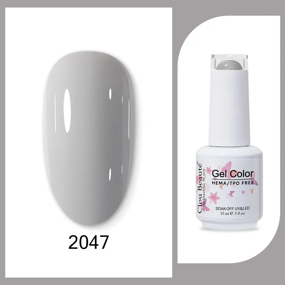 Clou Beaute 15ml Red Black White Green Neon Gel Nail Polish Base Top Coat Velvet Top 400 Colors Semi Permanent Gel Nail Varnish 32