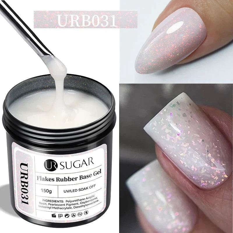 UR SUGAR 150g Rubber Base Gel Nail Polish Sparking Aurora Glitter Rubber Varnish Soak Off Semi permanent UV LED Gel Manicure 10