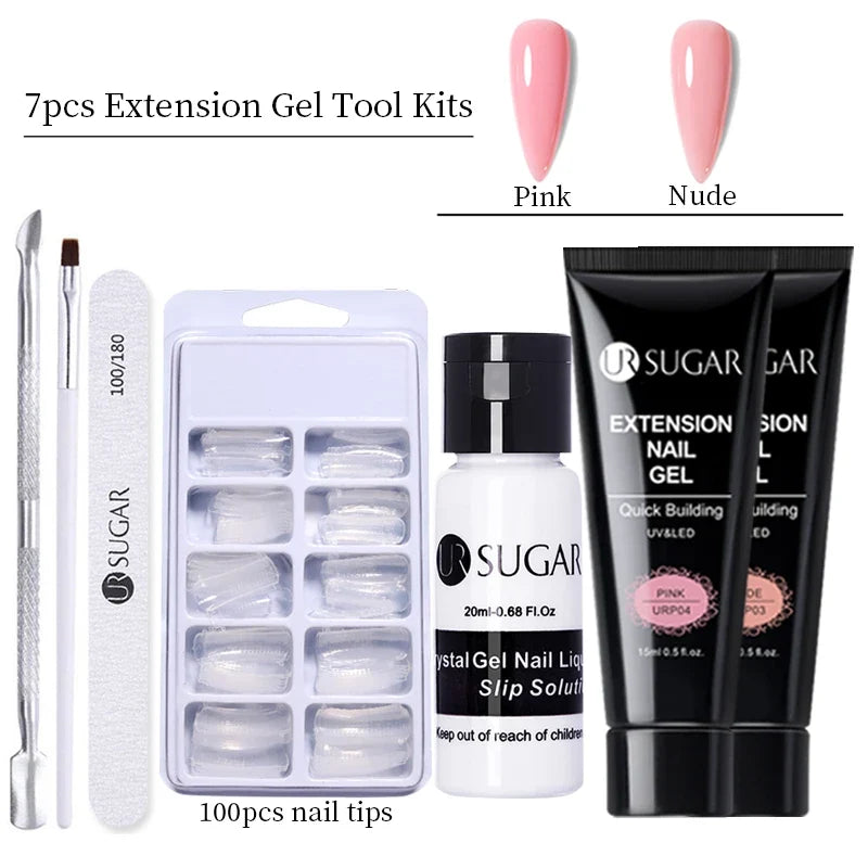UR SUGAR 15ml Extension Gel Nail Polish Bright Nude White Clear Semi Permanent UV Hard Gel Nails Finger Prolong Gel Varnish Set 36