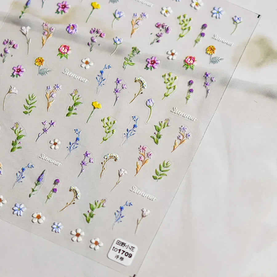 1pcs Dream Flower Window Shell Light Nail Art Stickers Japanese Flower Self Adhesive Stickers Press On Nails Decoration Decals 59