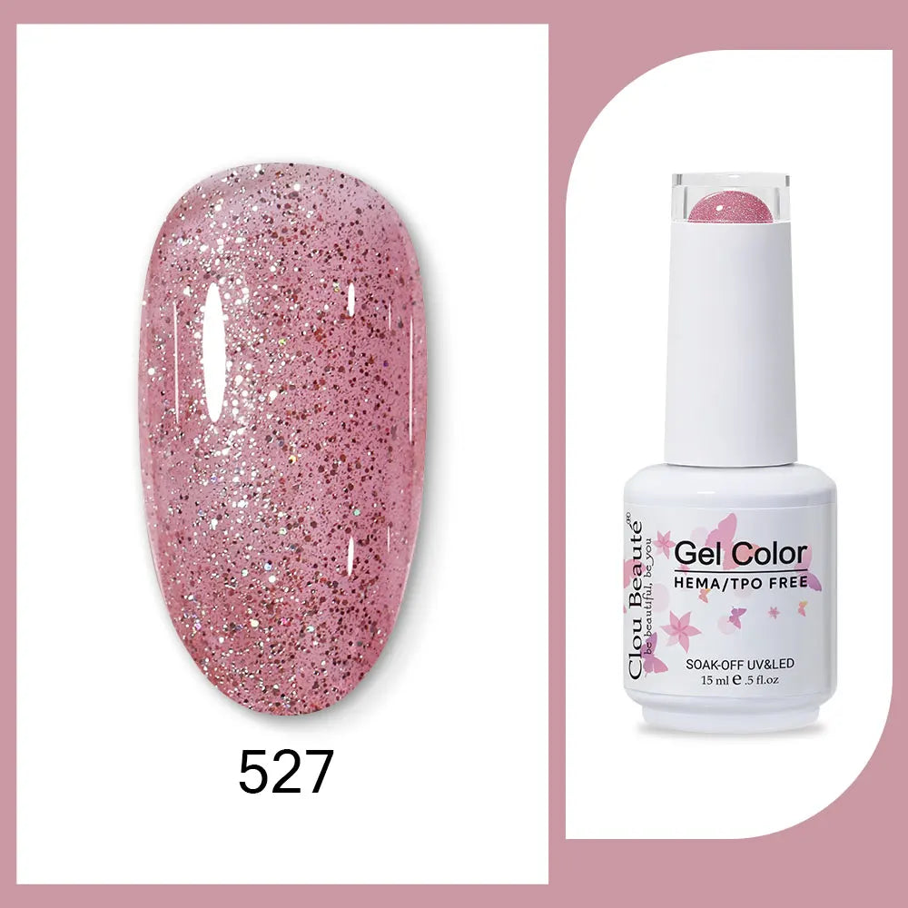 Clou Beaute 15ml Red Black White Green Neon Gel Nail Polish Base Top Coat Velvet Top 400 Colors Semi Permanent Gel Nail Varnish 86