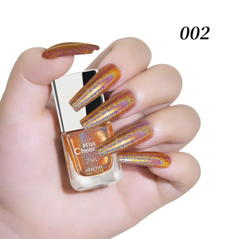 Rainbow Sparkle Holographic Nail Polish 7ml Multichrome Laser Glitter Nail Lacquer Quick-Dry Salon Professional Nail Art Polish 13
