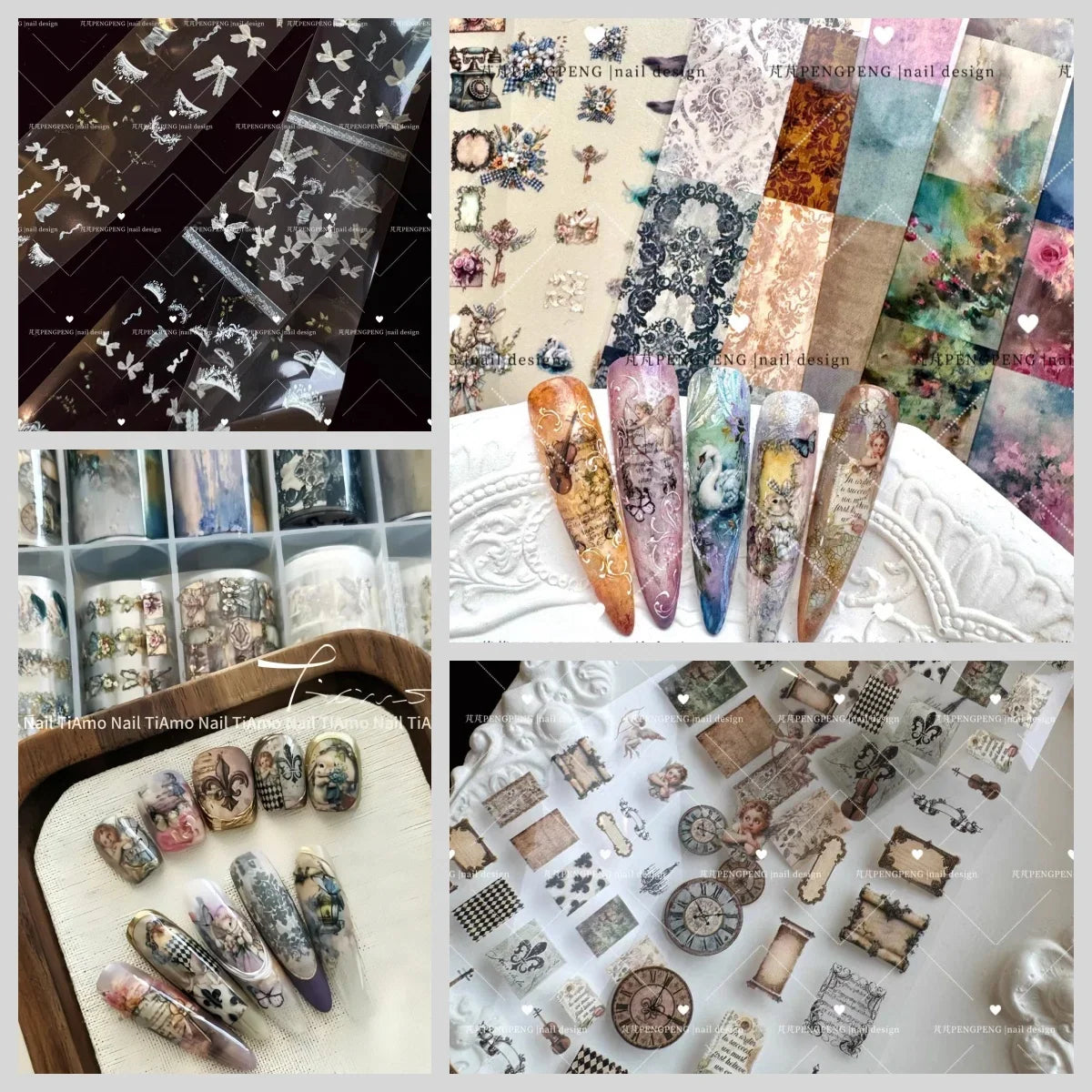 10Rolls Plaid Thousand-Bird Bow  Stars Nail Foils Transfer Paper  Nail Art Stickers  Manicure Set Decal  Nails Decoration 29